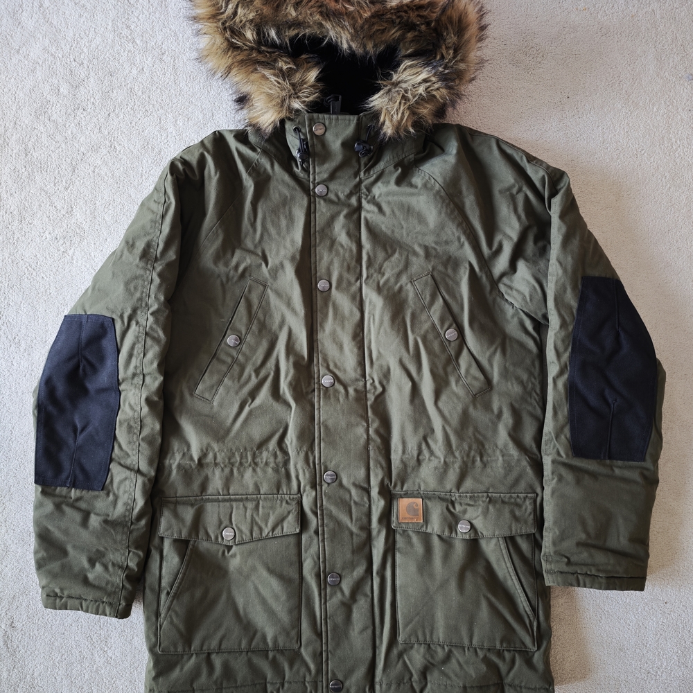Carhartt Men's Olive Parka with Faux Fur Hood